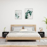 vidaXL Noptiere cu lumini LED, 2 buc., negru, 40x39x37 cm