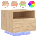 vidaXL Noptieră cu lumini LED, stejar sonoma, 40x39x37 cm vidaXL Noptieră cu lumini LED, stejar sonoma, 40x39x37 cm