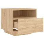 vidaXL Noptieră cu lumini LED, stejar sonoma, 40x39x37 cm vidaXL Noptieră cu lumini LED, stejar sonoma, 40x39x37 cm
