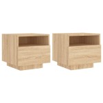 vidaXL Noptiere cu lumini LED, 2 buc., stejar sonoma, 40x39x37 cm