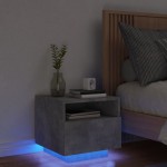 vidaXL Noptieră cu lumini LED, gri beton, 40x39x37 cm vidaXL Noptieră cu lumini LED, gri beton, 40x39x37 cm