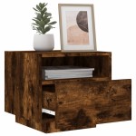 vidaXL Noptiere cu lumini LED, stejar fumuriu, 40x39x37 cm