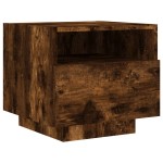 vidaXL Noptiere cu lumini LED, stejar fumuriu, 40x39x37 cm
