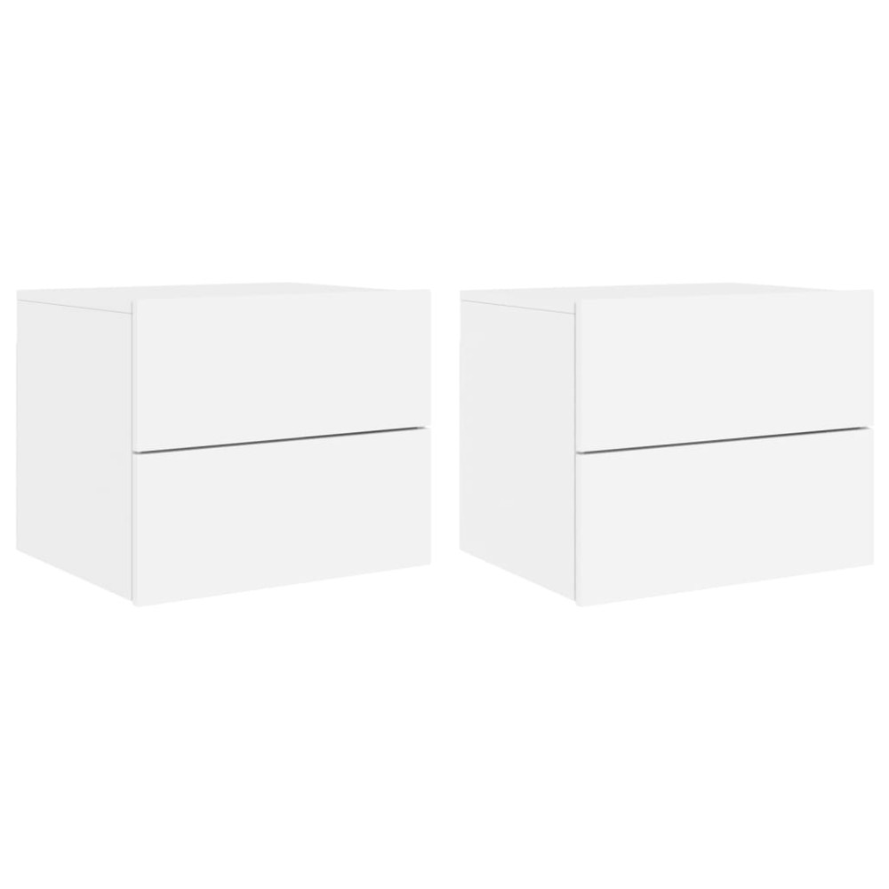 vidaXL Noptiere montate pe perete cu lumini LED, 2 buc., alb