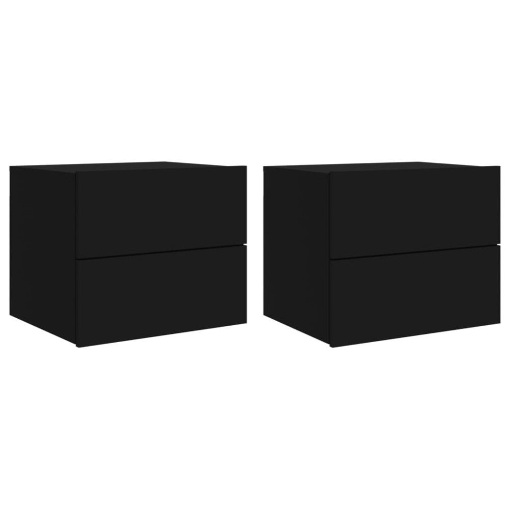vidaXL Noptiere montate pe perete cu lumini LED, 2 buc., negru