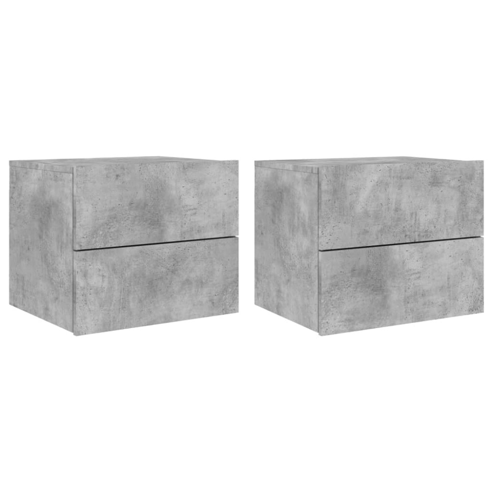 vidaXL Noptiere montate pe perete cu lumini LED, 2 buc., gri beton
