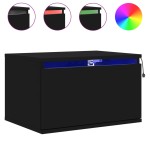 vidaXL Noptieră montată pe perete cu lumini LED, negru