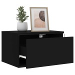 vidaXL Noptieră montată pe perete cu lumini LED, negru