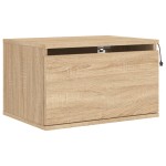 vidaXL Noptieră montată pe perete cu lumini LED, stejar sonoma