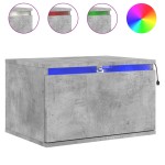 vidaXL Noptieră montată pe perete cu lumini LED, gri beton
