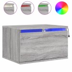 vidaXL Noptieră montată pe perete cu lumini LED, sonoma gri