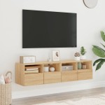 vidaXL Comode TV de perete, 2 buc., stejar sonoma, 60x30x30 cm, lemn