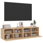 vidaXL Comode TV de perete, 2 buc., stejar sonoma, 60x30x30 cm, lemn