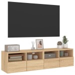 vidaXL Comode TV de perete, 2 buc., stejar sonoma, 60x30x30 cm, lemn