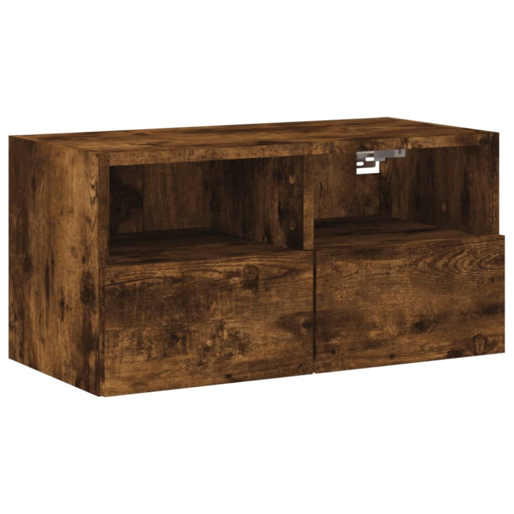 vidaXL Comodă TV de perete stejar fumuriu 60x30x30 cm lemn prelucrat