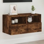 vidaXL Comodă TV de perete stejar fumuriu 60x30x30 cm lemn prelucrat vidaXL Comodă TV de perete stejar fumuriu 60x30x30 cm lemn prelucrat