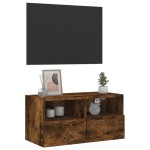 vidaXL Comodă TV de perete stejar fumuriu 60x30x30 cm lemn prelucrat vidaXL Comodă TV de perete stejar fumuriu 60x30x30 cm lemn prelucrat