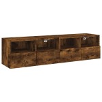 vidaXL Comodă TV de perete, 2 buc., stejar fumuriu, 60x30x30 cm, lemn vidaXL Comodă TV de perete, 2 buc., stejar fumuriu, 60x30x30 cm, lemn