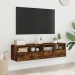 vidaXL Comodă TV de perete, 2 buc., stejar fumuriu, 60x30x30 cm, lemn vidaXL Comodă TV de perete, 2 buc., stejar fumuriu, 60x30x30 cm, lemn