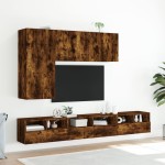 vidaXL Comodă TV de perete, 2 buc., stejar fumuriu, 60x30x30 cm, lemn vidaXL Comodă TV de perete, 2 buc., stejar fumuriu, 60x30x30 cm, lemn