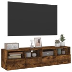vidaXL Comodă TV de perete, 2 buc., stejar fumuriu, 60x30x30 cm, lemn vidaXL Comodă TV de perete, 2 buc., stejar fumuriu, 60x30x30 cm, lemn