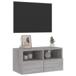 vidaXL Comodă TV de perete, gri sonoma, 60x30x30 cm, lemn prelucrat vidaXL Comodă TV de perete, gri sonoma, 60x30x30 cm, lemn prelucrat