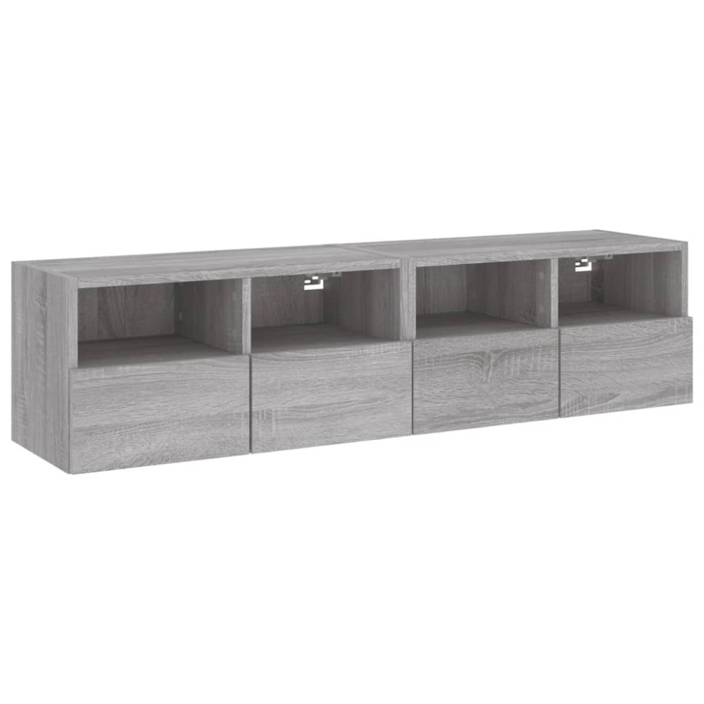 vidaXL Comode TV de perete, 2 buc., gri sonoma, 60x30x30 cm, lemn