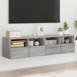 vidaXL Comode TV de perete, 2 buc., gri sonoma, 60x30x30 cm, lemn