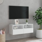 vidaXL Comode TV de perete, alb, 80x30x30 cm, lemn prelucrat