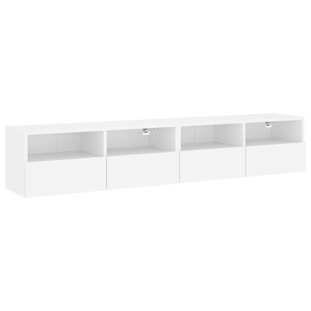 vidaXL Comode TV de perete, 2 buc., alb, 80x30x30 cm, lemn prelucrat