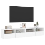 vidaXL Comode TV de perete, 2 buc., alb, 80x30x30 cm, lemn prelucrat