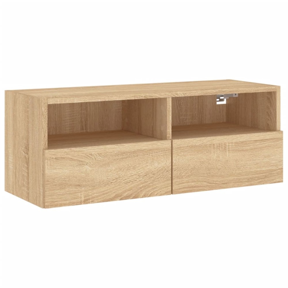 vidaXL Comode TV de perete, stejar sonoma, 80x30x30 cm, lemn prelucrat