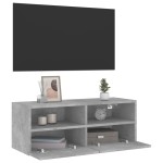 vidaXL Comode TV de perete, gri beton, 80x30x30 cm, lemn prelucrat