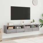 vidaXL Comode TV de perete, 2 buc., gri sonoma, 80x30x30 cm, lemn