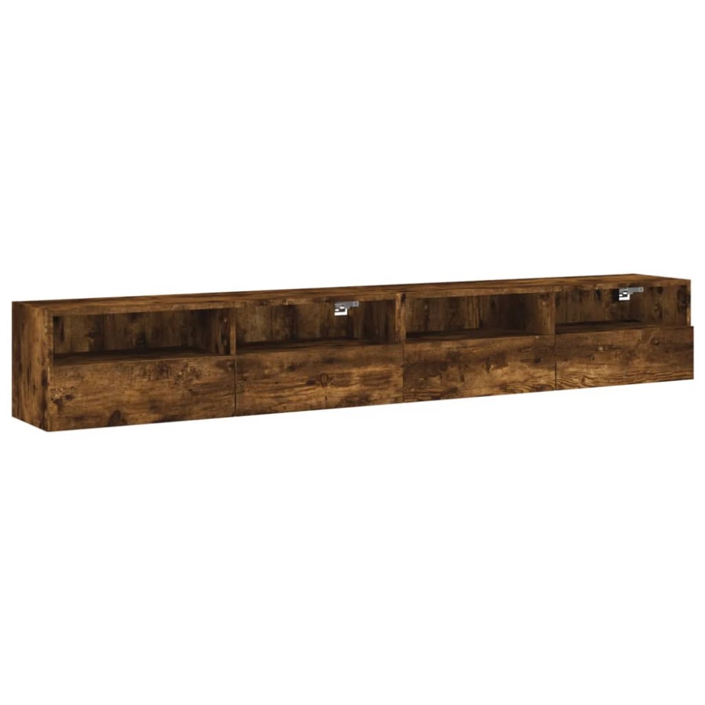 vidaXL Dulapuri TV de perete 2 buc. stejar fumuriu 100x30x30 cm lemn