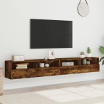 vidaXL Dulapuri TV de perete 2 buc. stejar fumuriu 100x30x30 cm lemn