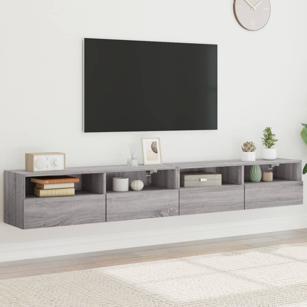 vidaXL Dulapuri TV de perete 2 buc. gri sonoma 100x30x30 cm lemn