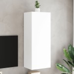 vidaXL Comodă TV de perete, alb, 40,5x30x102 cm, lemn prelucrat vidaXL Comodă TV de perete, alb, 40,5x30x102 cm, lemn prelucrat