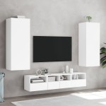vidaXL Comodă TV de perete, alb, 40,5x30x102 cm, lemn prelucrat vidaXL Comodă TV de perete, alb, 40,5x30x102 cm, lemn prelucrat