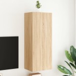 vidaXL Comodă TV de perete stejar sonoma 40,5x30x102 cm lemn prelucrat vidaXL Comodă TV de perete stejar sonoma 40,5x30x102 cm lemn prelucrat