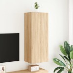 vidaXL Comodă TV de perete stejar sonoma 40,5x30x102 cm lemn prelucrat vidaXL Comodă TV de perete stejar sonoma 40,5x30x102 cm lemn prelucrat