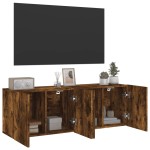 vidaXL Comodă TV de perete, 2 buc. stejar fumuriu, 60x30x41 cm