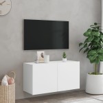vidaXL Comodă TV de perete, alb, 80x30x41 cm vidaXL Comodă TV de perete, alb, 80x30x41 cm