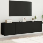 vidaXL Comodă TV de perete, 2 buc. negru, 80x30x41 cm vidaXL Comodă TV de perete, 2 buc. negru, 80x30x41 cm