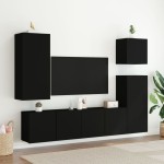 vidaXL Comodă TV de perete, 2 buc. negru, 80x30x41 cm vidaXL Comodă TV de perete, 2 buc. negru, 80x30x41 cm