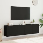 vidaXL Comodă TV de perete, 2 buc. negru, 80x30x41 cm vidaXL Comodă TV de perete, 2 buc. negru, 80x30x41 cm