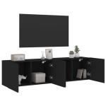 vidaXL Comodă TV de perete, 2 buc. negru, 80x30x41 cm vidaXL Comodă TV de perete, 2 buc. negru, 80x30x41 cm