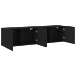 vidaXL Comodă TV de perete, 2 buc. negru, 80x30x41 cm vidaXL Comodă TV de perete, 2 buc. negru, 80x30x41 cm