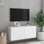 vidaXL Comodă TV de perete, alb, 100x30x41 cm