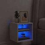 vidaXL Comode TV de perete cu lumini LED, alb, 30x28,5x30 cm